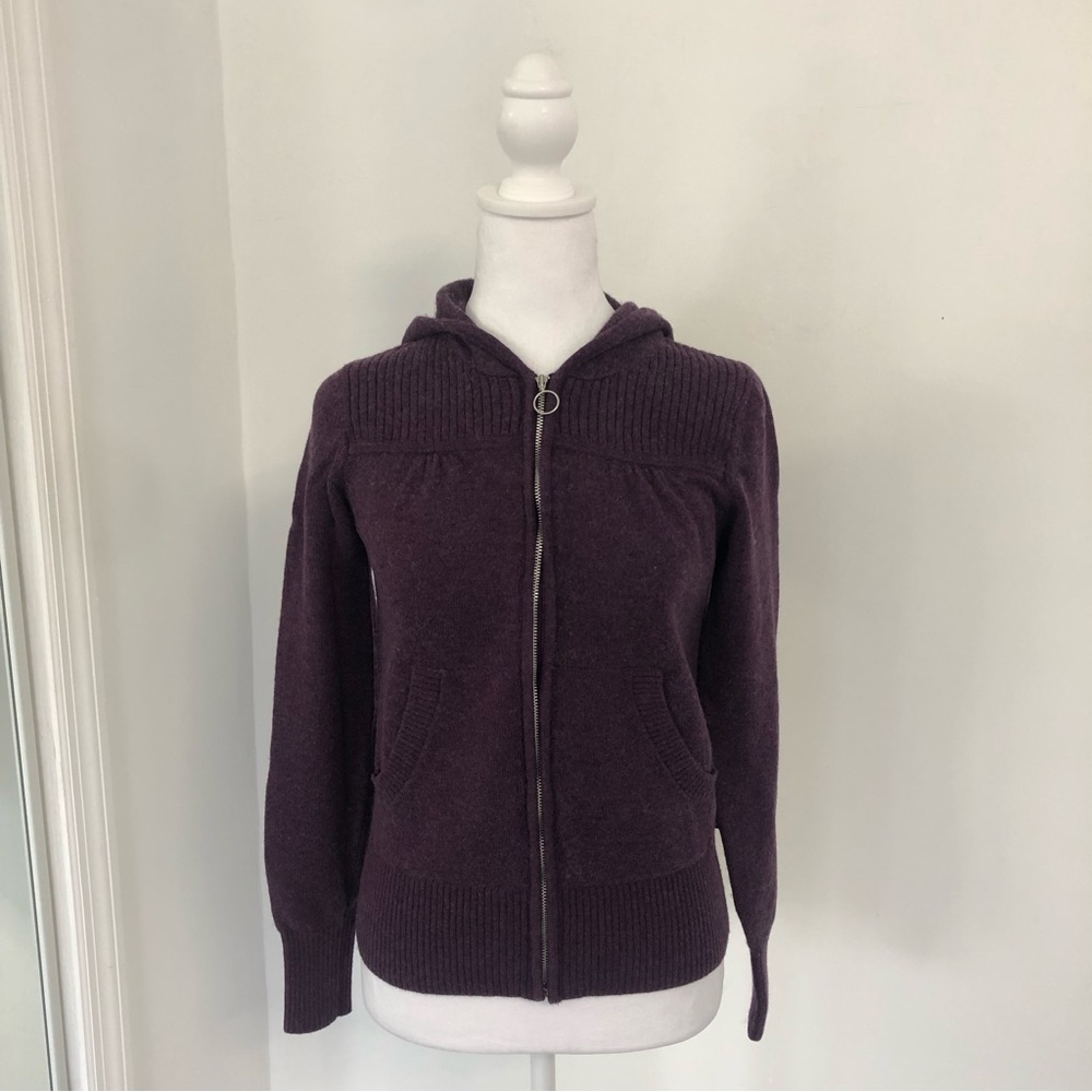 THE NORTH FACE Women Purple Full Zip Hooded Knit Sweater Sz S/P  Pockets